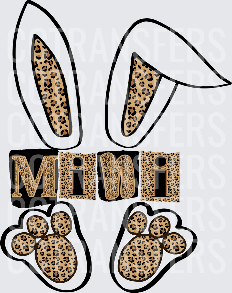 Mini Leopard Print Bunny Ears and Paws Easter (DTF)