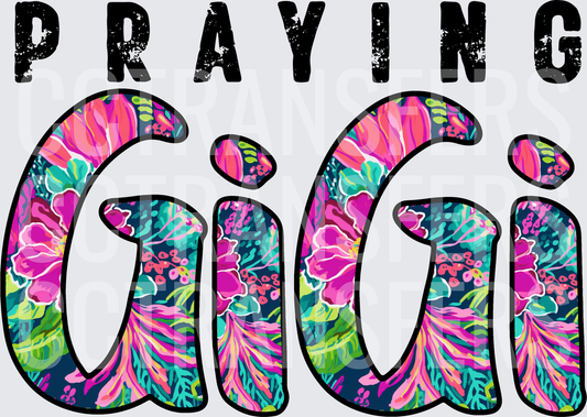 Praying GiGi Tropical Floral Lettering (DTF)