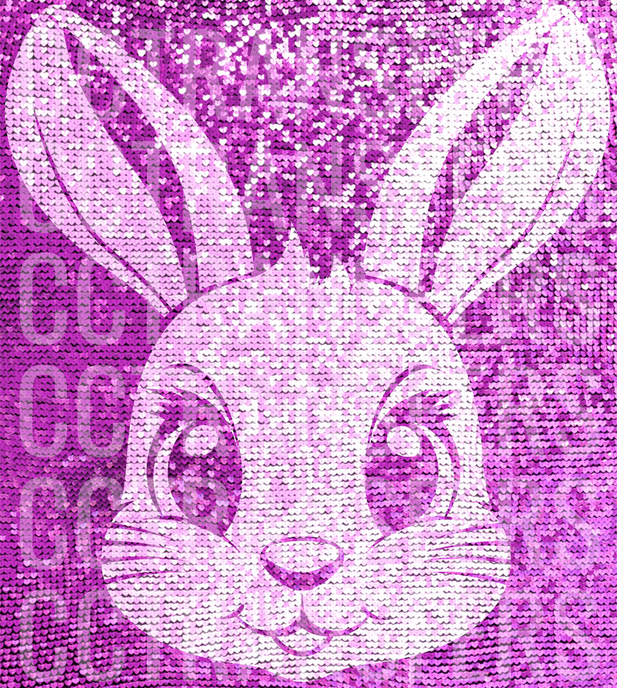 Glitter Purple Bunny Face Portrait (DTF)