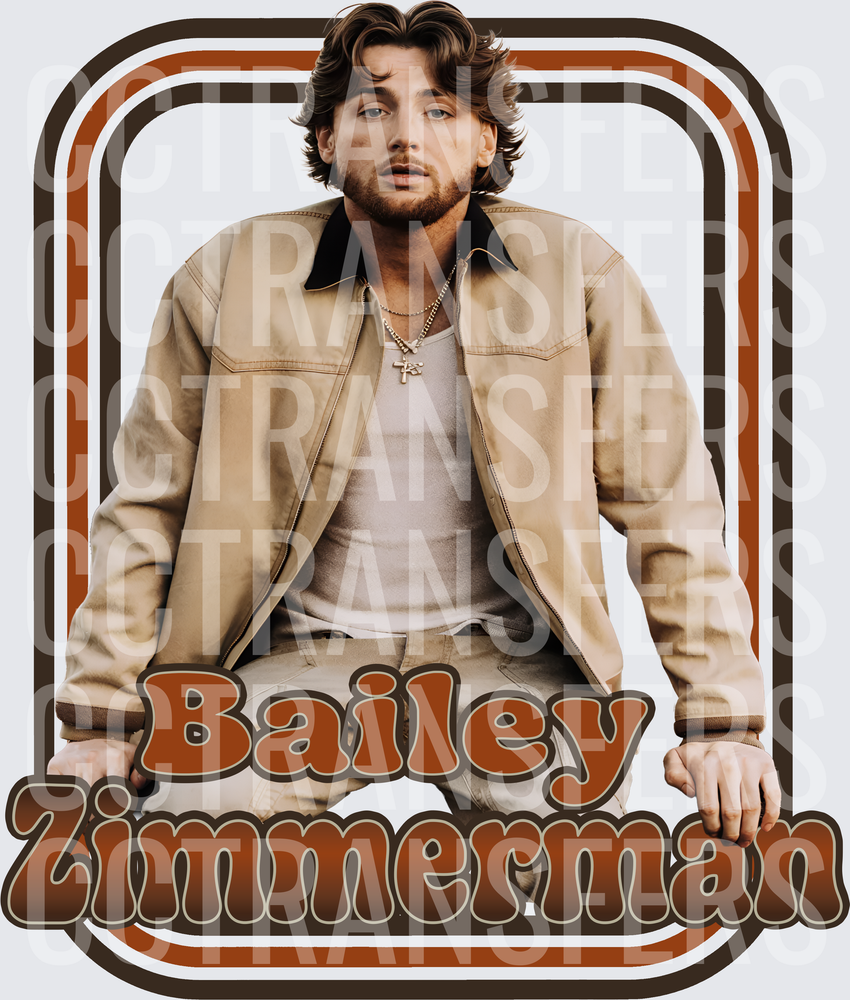 Bailey Zimmerman Retro Brown Frame Portrait (DTF)