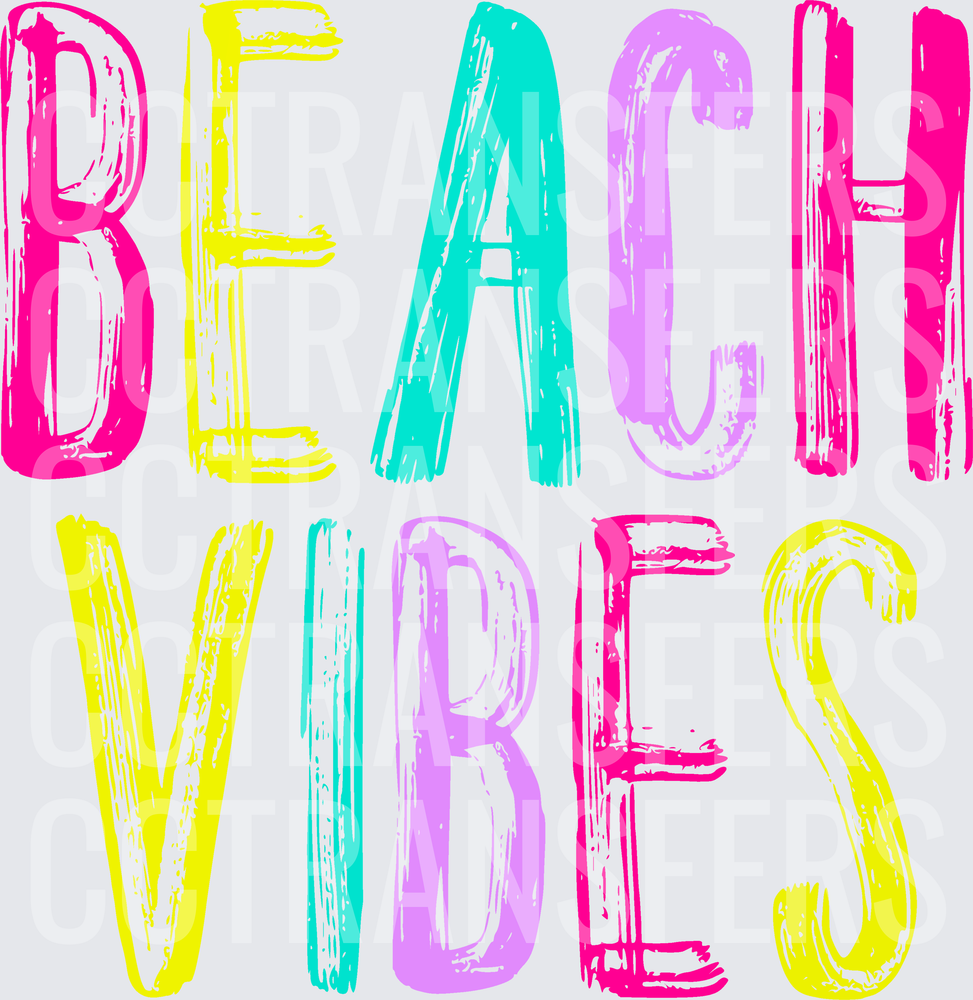 Beach Vibes Bold Colorful Brush Lettering (DTF)