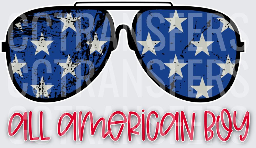 All American Boy Patriotic Aviator Sunglasses Stars (DTF)