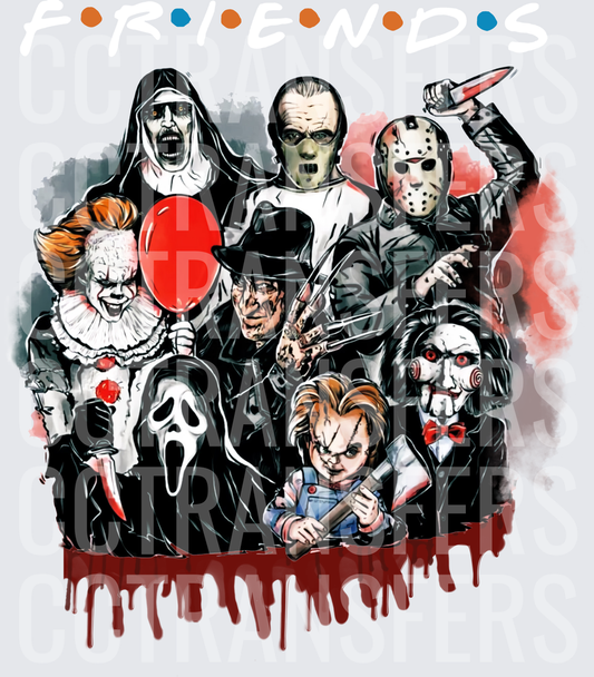 Classic Horror Villains Squad Blood Drip Collage (DTF)