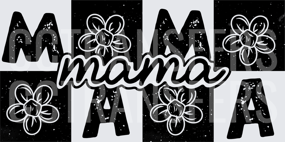 Mama Bold Letter Blocks Floral Grunge Script (DTF)