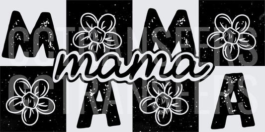 Mama Bold Letter Blocks Floral Grunge Script (DTF)