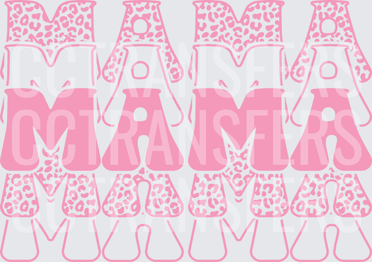 Pink Leopard Print Stacked MAMA Layered Letters (DTF)