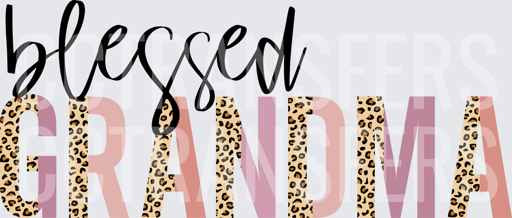 Blessed Grandma Leopard Print Script Lettering (DTF)