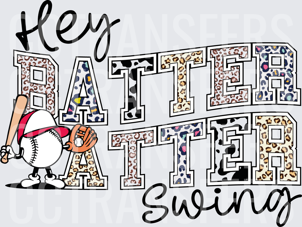 Hey Batter Batter Swing Leopard Baseball Character (DTF)