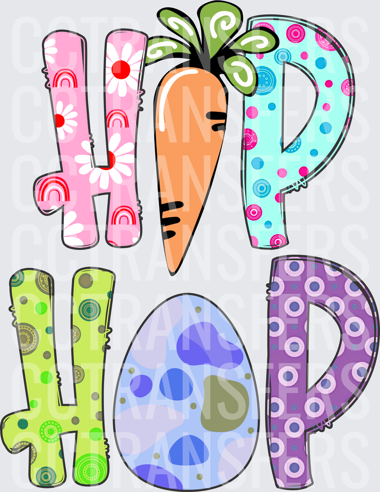 Hip Hop Patterned Easter Carrot and Egg Letters (DTF)