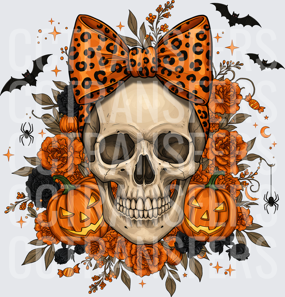 Halloween Skull Leopard Bow Jack-O-Lanterns Floral Bats (DTF)