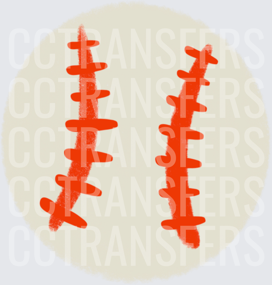 Illustrated Baseball with Red Stitching (DTF)