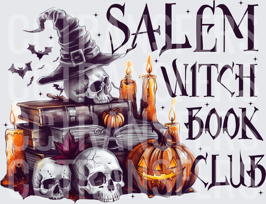 Salem Witch Book Club Halloween Skulls Candles Pumpkin (DTF)