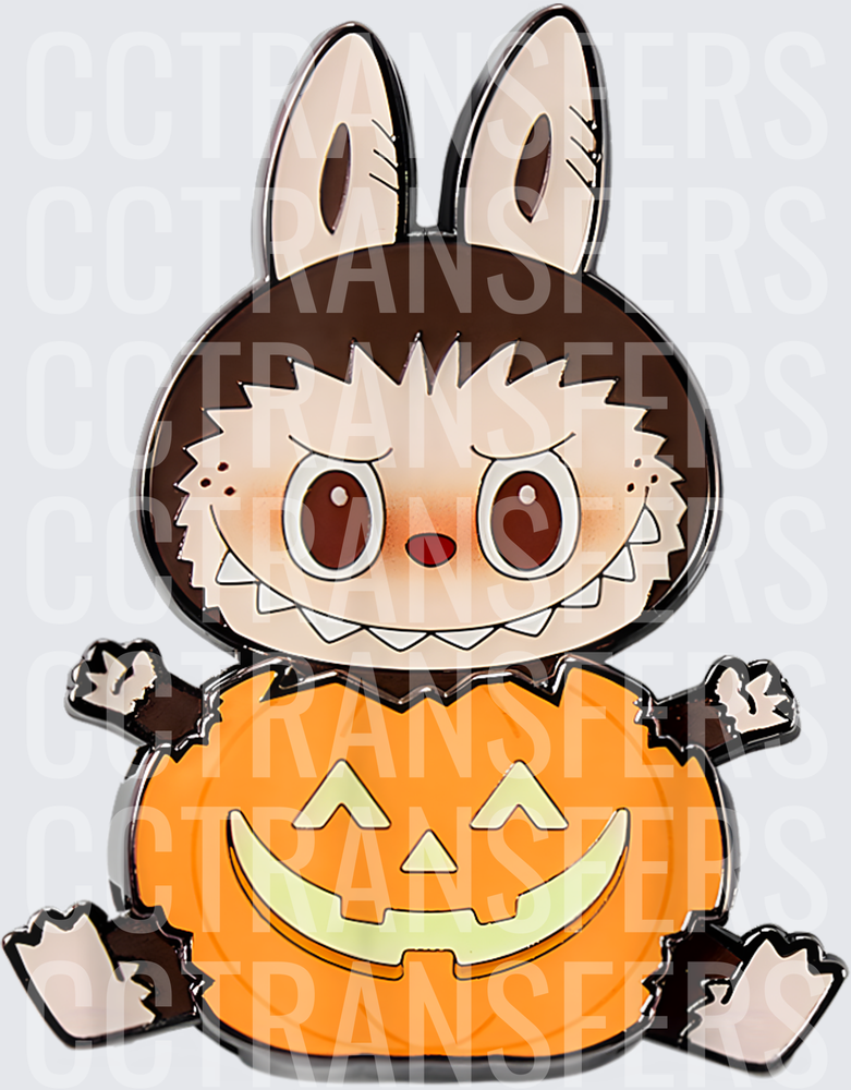 Cute Werewolf Bunny Sitting in Halloween Pumpkin (DTF)