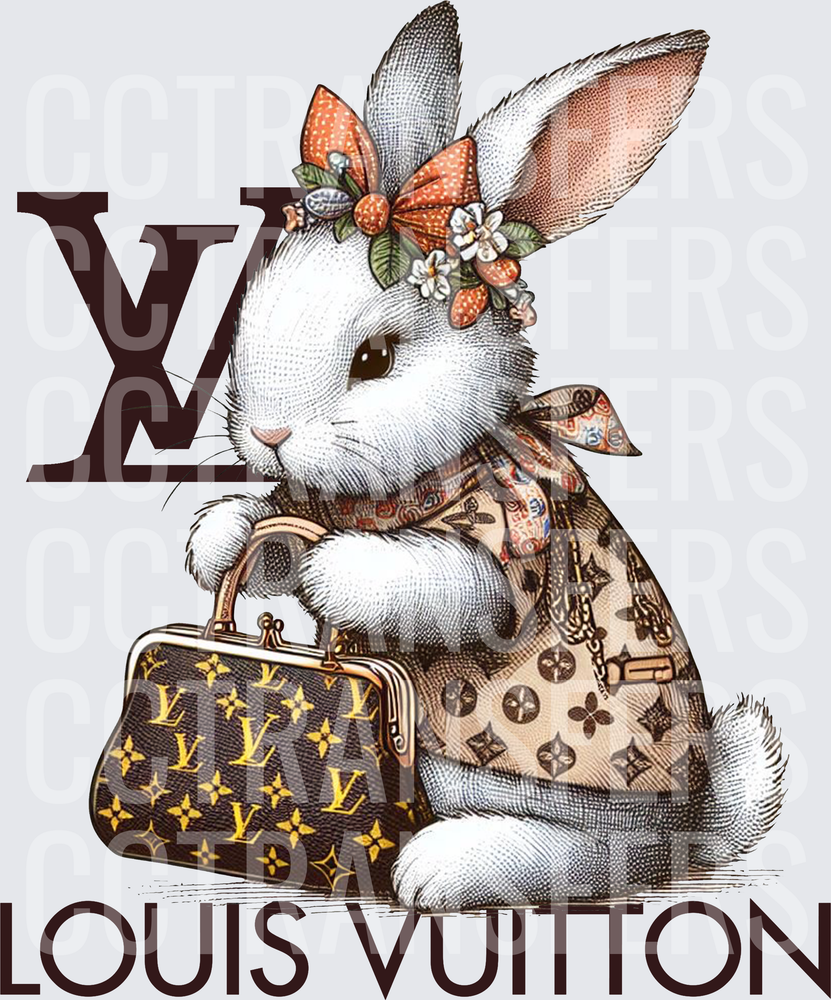 Fancy Bunny Floral Bow Luxury Monogram Handbag (DTF)