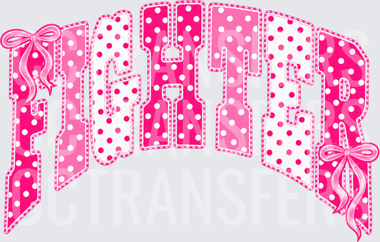 Pink Polka Dot FIGHTER Arched Letters with Bows (DTF)