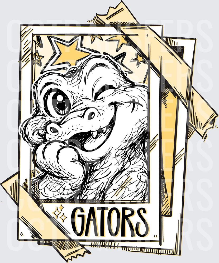 Grinning Cartoon Gator Polaroid Stars Gators (DTF)