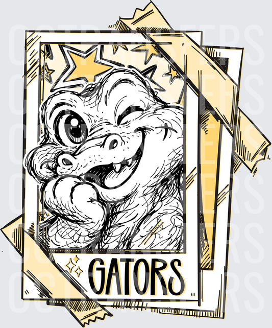 Grinning Cartoon Gator Polaroid Stars Gators (DTF)