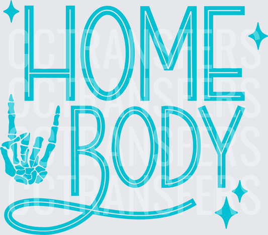 Home Body Skeleton Rock Hand Sparkles Teal (DTF)