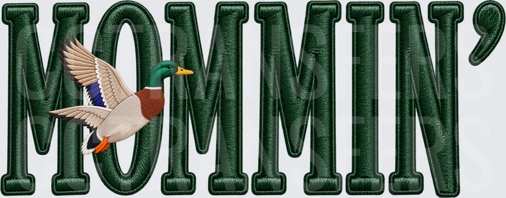 Mommin' Flying Mallard Duck Embroidery Style (DTF)
