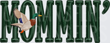Mommin' Flying Mallard Duck Embroidery Style (DTF)