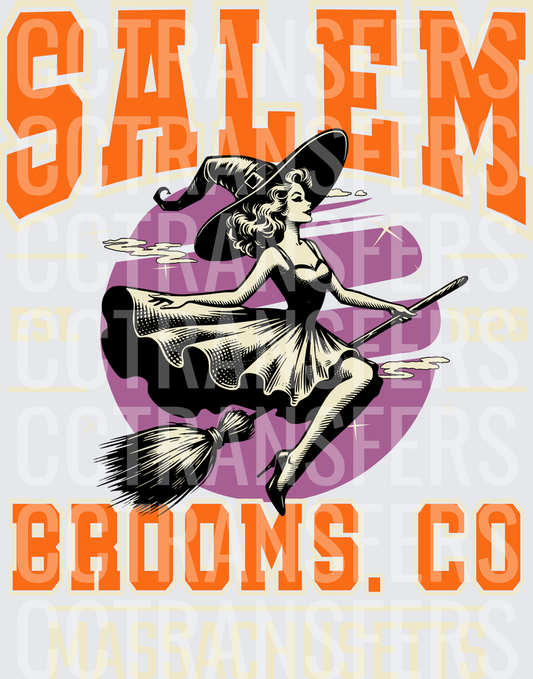 Salem Brooms Co Massachusetts Witch on Broomstick Est 1626 (DTF)