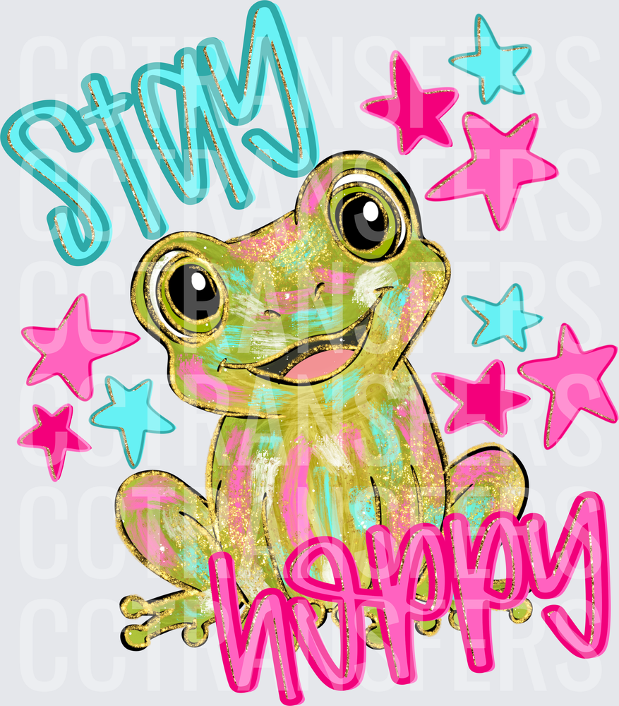 Stay Hoppy Glitter Frog with Stars (DTF)