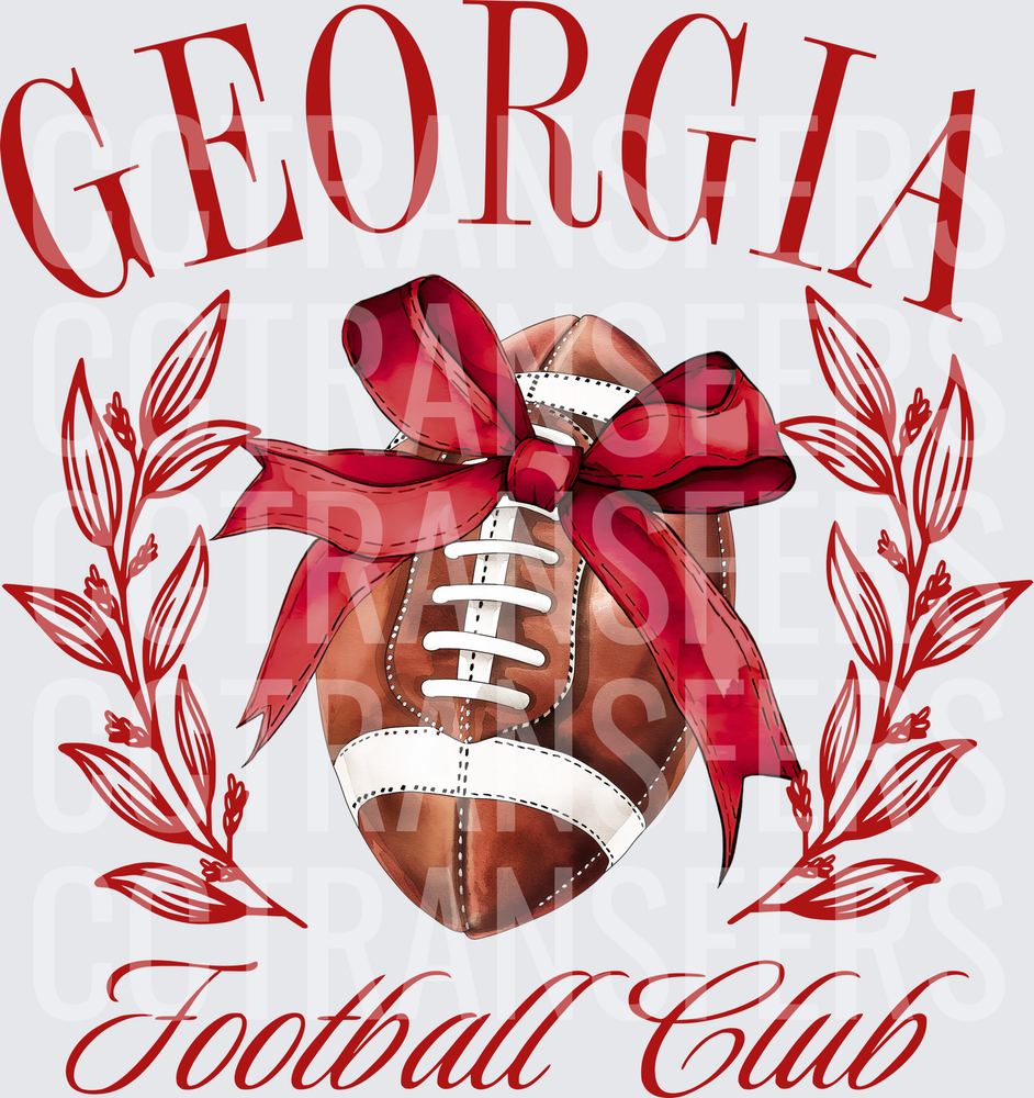 Georgia Football Club Red Bow Football Floral Wreath (DTF)