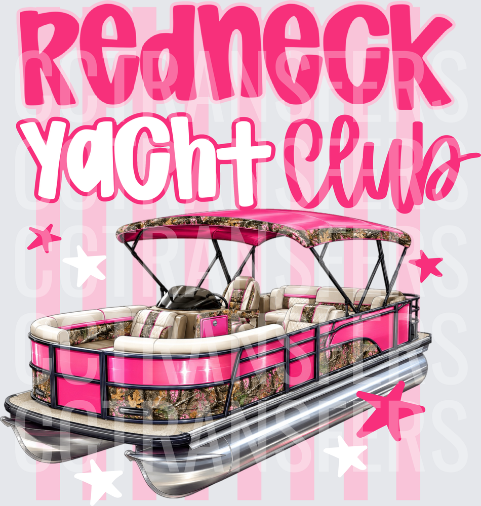 Redneck Yacht Club Pink Camo Pontoon Boat (DTF)