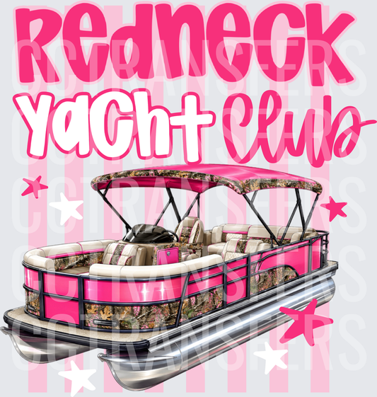 Redneck Yacht Club Pink Camo Pontoon Boat (DTF)