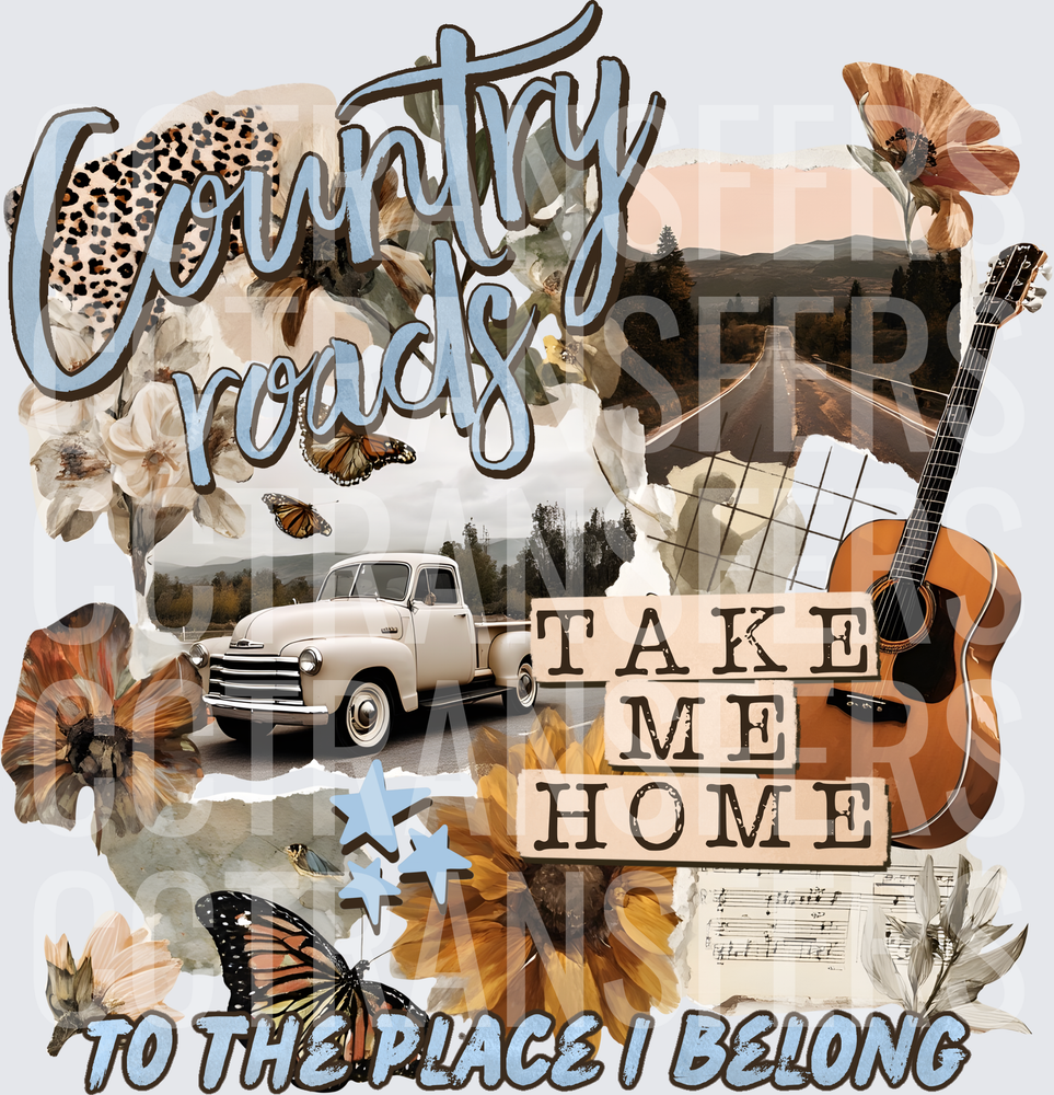 Country Roads Take Me Home To The Place I Belong (DTF)
