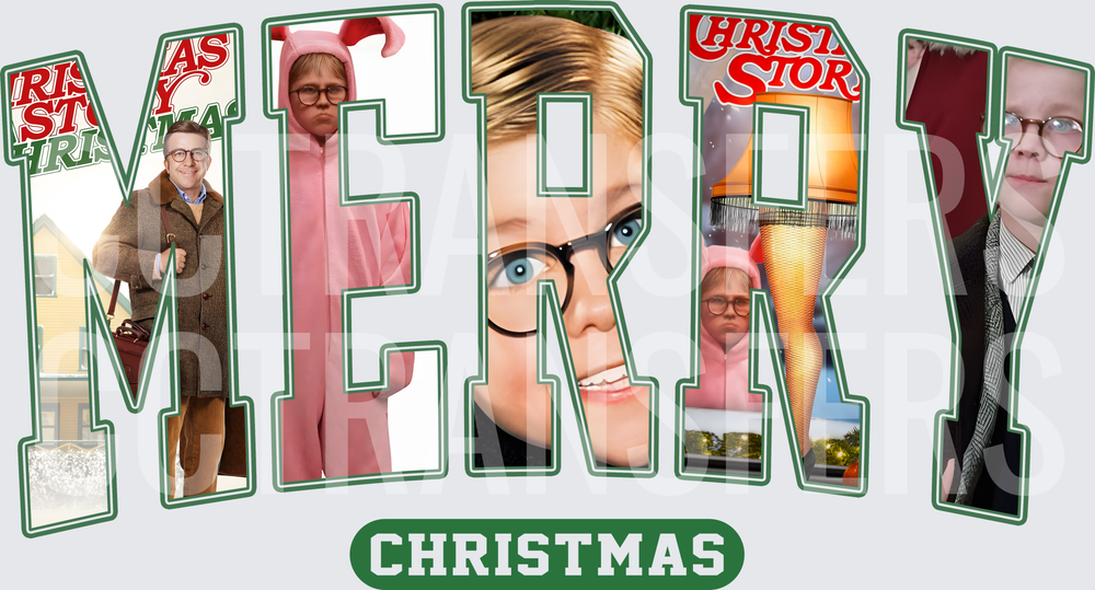 Merry Christmas Iconic Holiday Movie Collage Letters (DTF)