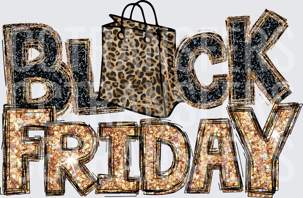 Black Friday Glitter Leopard Shopping Bag (DTF)