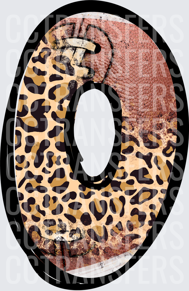 Leopard Print Football Letter O (DTF)