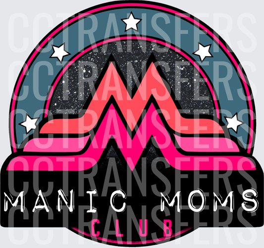 Manic Moms Club Bold Pink Star Badge Logo (DTF)