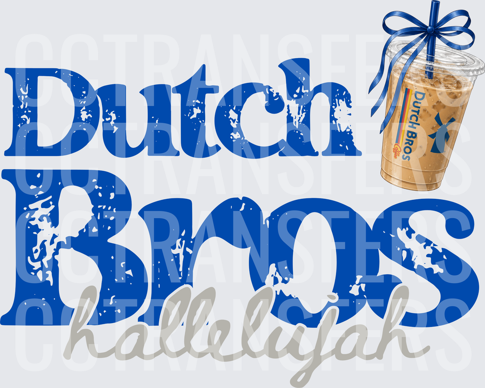 Dutch Bros Hallelujah Iced Coffee Blue Bow Cup (DTF)