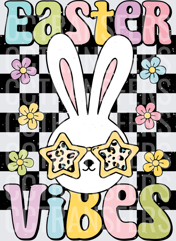 Easter Vibes Bunny With Leopard Star Sunglasses (DTF)