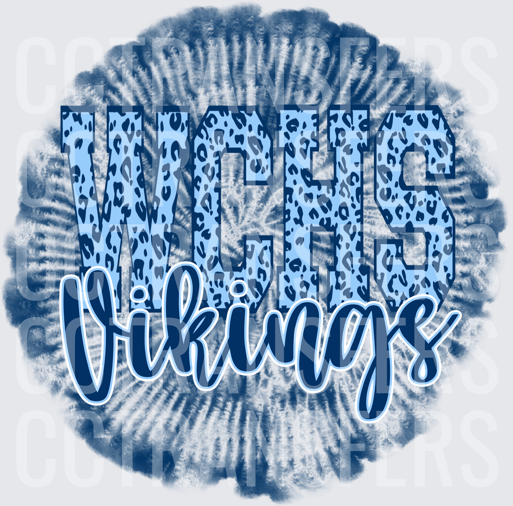 WCHS Vikings Leopard Print Tie Dye Circle (DTF)