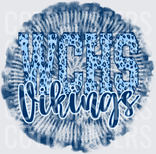 WCHS Vikings Leopard Print Tie Dye Circle (DTF)
