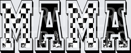 Checkered Grunge Varsity MAMA Bold Block Letters (DTF)