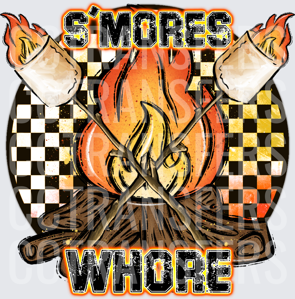 S'Mores Whore Campfire Roasting Marshmallows Checkered (DTF)