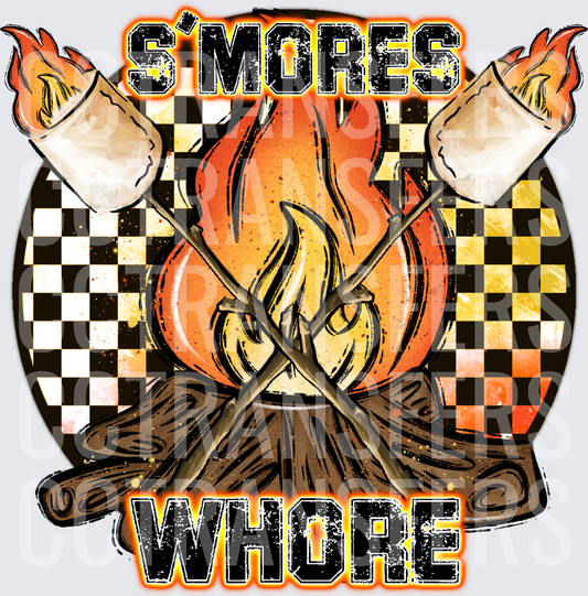 S'Mores Whore Campfire Roasting Marshmallows Checkered (DTF)