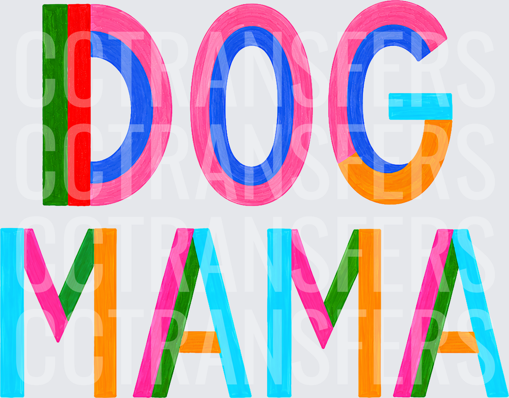 Colorful Layered Bold Dog Mama Typography (DTF)