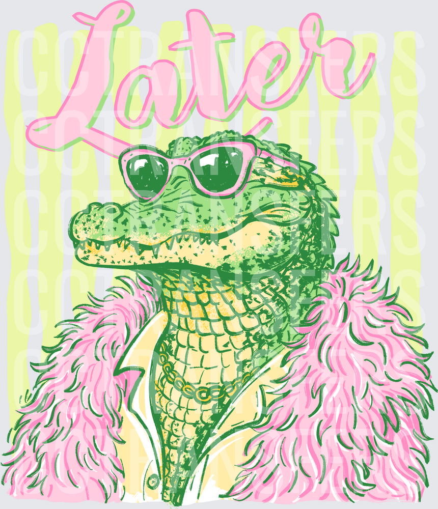 Later Gator Pink Fur Coat Sunglasses Chain (DTF)