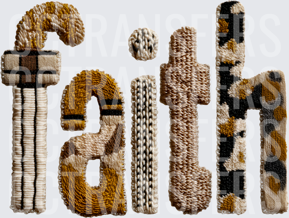 Faith Embroidered Patchwork Text Word Art (DTF)
