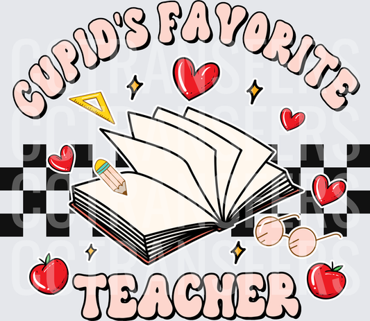 Cupid's Favorite Teacher Valentine's Day Book Design (DTF)
