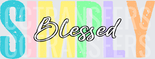 Simply Blessed Pastel Rainbow Bold Letter Typography (DTF)