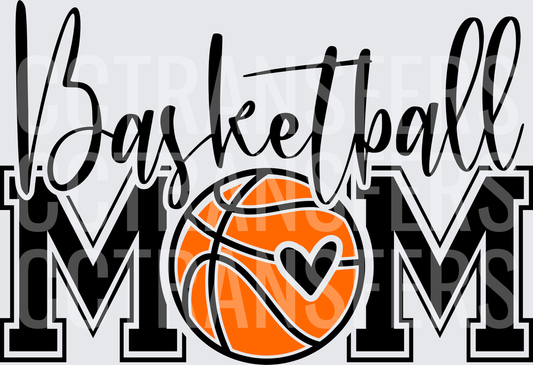 Basketball Mom Script Varsity Letter Heart Ball (DTF)