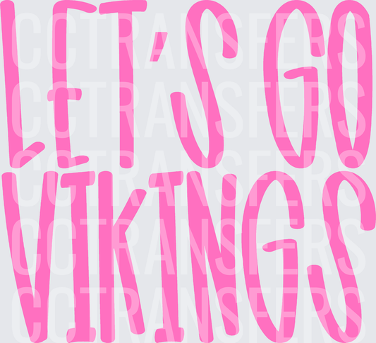 Let's Go Vikings Bold Pink Fan Spirit Text (DTF)