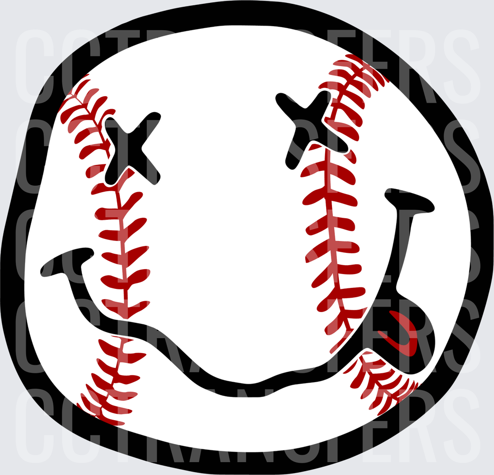 Dead Eye Smiley Face Baseball (DTF)