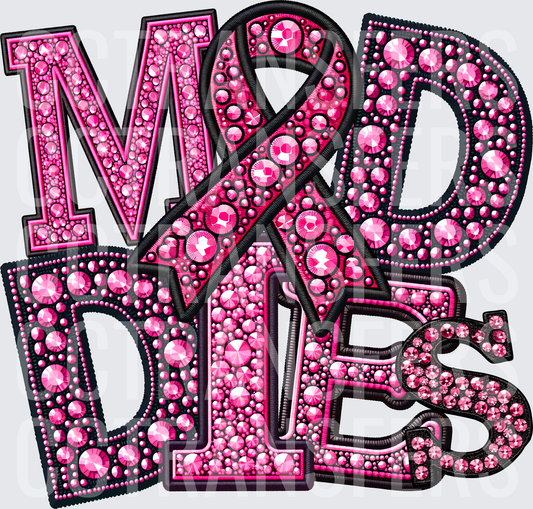 Pink Rhinestone Jewel Moms & Dies Letter Design (DTF)